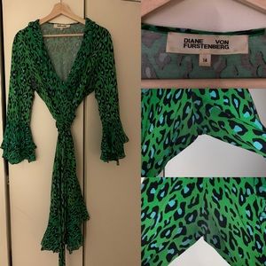 Green Leopard Wrap Dress